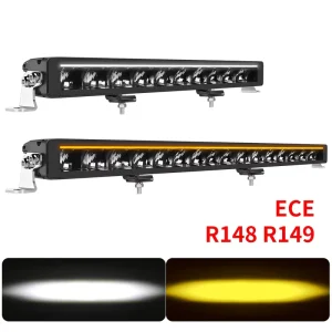 Dual Color White Yellow Beam E marked R149 R148 22 32 42 52 Inch 12v 24v Led Light Bar with Dynamic DRL Chasing
