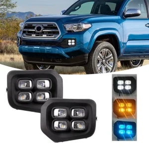Dual Colors Front Bumper Car Fog Lamp Headlights LED DRL Daytime Running Lights for Toyota Tacoma