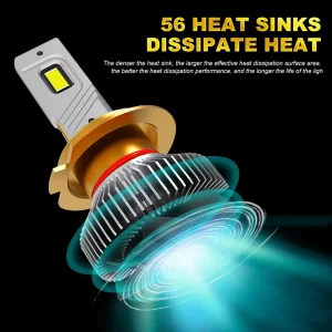 Dual Copper Tube New Energy LED Car Headlights with Fin Heat Dissipation H1 H4 H7 H11 High-brightness Focused Car Front Lights