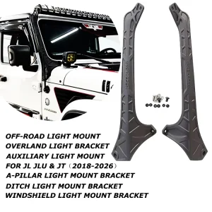 Dual LED Pod Spot Light Windshield Mounting Brackets Light Mount Bracket for Jeep Wrangler JL JT