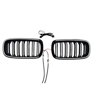 Dual Line LED Illuminated ABS New Front Grille Direct Replacement Fit for X5 X6 F15 Mesh Easy Install