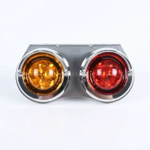 Dual Round Cat Eye LED Tail Light Amber Red 24V Vintage Truck Trailer Waterproof