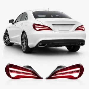 Durable UV Resistant ABS Housing Tail Light for Mercedes Benz CLA W117 C117 Plug and Play Chrome Trim Red Lens