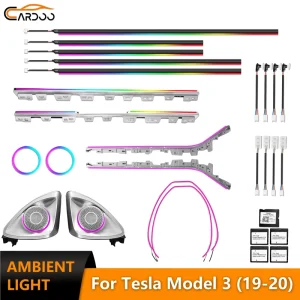Dynamic Auto Car Ambient Lighting for Tesla Model 3 Interior 4D Tweeter Cover Center Console Light Strip Upgrade Kits