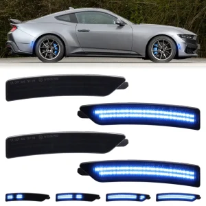 Dynamic Blue Side Marker Lights for Ford Mustang S650 Gen7 24 25 Auto Part Flare Animation Indicator LED Sidemarkers Lamp