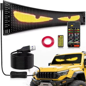Dynamic Devil Eye LED Screen App Control Programmable Truck Windshield Warning Light DIY Text Sign for Car Window Modification