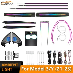 Dynamic Rainbow Car Ambient Light for Tesla Model 3 Y Interior Dashboard Panel Door Trim Lighting Accessories