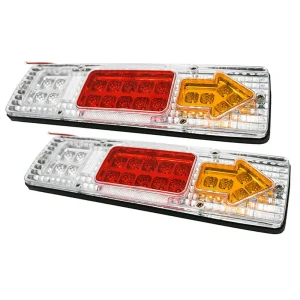E-18th 19 LED Rear Tail Light for Cars Trucks & Lorries Trailer Lamp Indicator Lights Turn & Brake Stop Taillight White