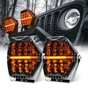 E-mark Certificate 120W Honeycomb LED Work Light 7inch Car Led Work Lamp Round Led Driving Light
