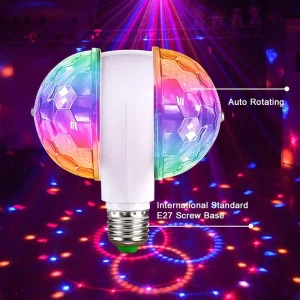 E27 Disco Party Light Bulb Rotating Strobe Lights RGB DJ Light Lamp LED Colorful Smart Crystal Disco Bulb for Christmas Holiday