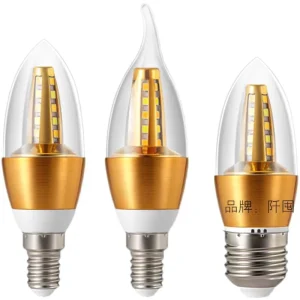 E27/E14 LED Bulb Tri-Color Changing Light Source Energy-Saving 5W/7W Candle Tip Bulb for Home Use Chandeliers
