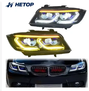 E90 Dual Color Auto 3 Series Laser Style V2 V3 E91 3 Series DRLs Yellow White Head Lights for BMW