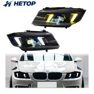 E90 Headlights 3 Series Dual Color Version Yellow and White Head Lamp Ikon Upgrade LED DRL Accessories for BMW
