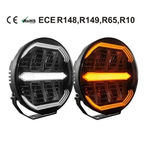 ECE R10 9 Inch Round LED Driving Light ECE R148 R149 with Dual Color Position Light 1 Lux at 700m for Volvo FH Scania