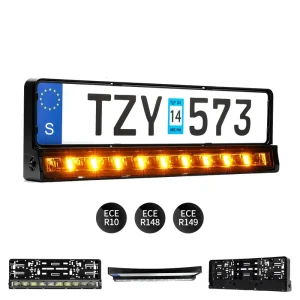 ECE R10 R148 R149 Customization European Size Car Number Plate Frame LED Car License Plate Light Bar Kit
