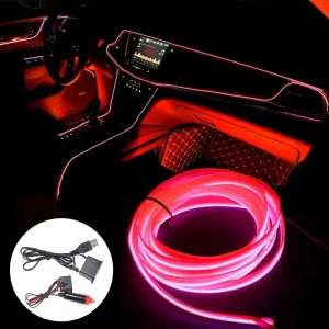 EL Ambient Lighting Car Interior LED Ultra Thin Neon 5 Meter With USB Control Atmosphere Styling Strip Cold Light