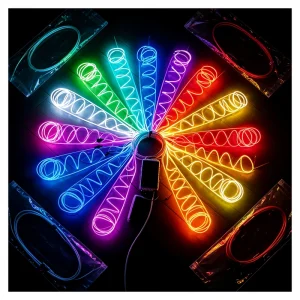 EL Wire for Auto Decor. High Brightness, Multi Color. Cut Any Length. Perfect for Dashboard, Door Trim & Car Interior Lighting