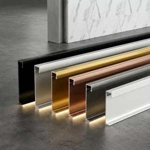 Easy Install Customized Aluminum Alloy LED Skirting Board Modern Contemporary Moisture Resistant Flooring Trim