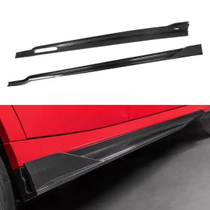 Easy Stick On SQ Style Prepreg Dry Carbon Fiber 2Pcs Side Skirts Extension Trim For BMW X6 G06 F96 X6M LCI