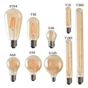 Edison ST64 LED Bulb Retro Vintage E27 Globe Lamp with Brown Warm Light 4W 6W Tungsten Glass Body Ac Power Supply