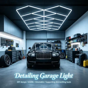 Energy Efficient Geometric Detailing Garage Light 6500K Dimmable DIY Removable LED Lamp for Artist Workshop Car Show