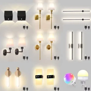 European Light Home Decor Luxury Indoor Living Room Nordic Modern Cordless Wall Lamp Remote Control Rechargeable LED Dimmable