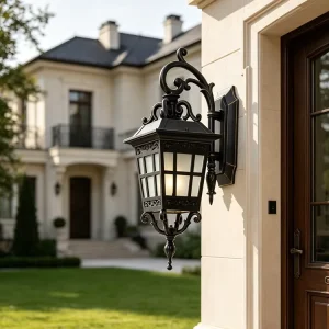 European Outdoor Wall Lamps Sand Black Outdoor Lights Wall Mounted Garden Lights for Home Garden Wall Sconce Light