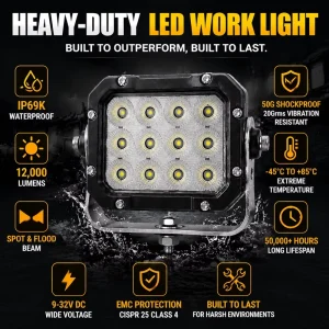 Excavator LED Work Light Heavy Duty Off Road Lamp 12000LM Waterproof Construction Lighting for Hitachi ZX200 ZX350