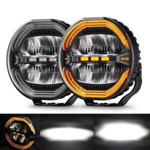 Exterior 9inch Bumper Offroad Truck LED Work Lamp Auxiliary Driving Light for Trucks SUV With White Amber Chasing DRL