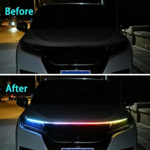 Exterior Car LED Lights Multicolor Flexible Waterproof Car Hood Strip Light APP and Remote Control Daytime Running Light