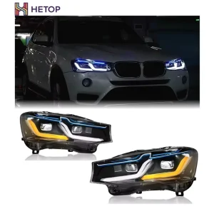 F25 F26 Headlights X3 LED Modified Laser Lens DRL Upgrade Front Lamp Angel Eye Daytime Running Lights for BMW