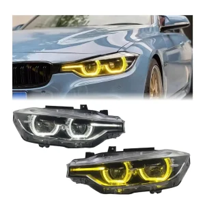 F30 3 Series Dual Color Version Yellow and White Upgrade Headlights LED DRL Head Lamp Accessories for BMW
