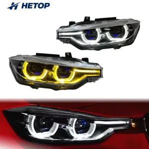 F30 Headlights Dual Color Version 3 Series Yellow and White Upgrade Laser Lens LED DRL Lamp Ikon Style for BMW