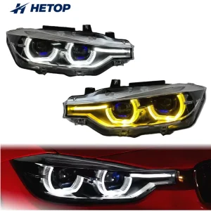 F30 Headlights Dual Color Version 3 Series Yellow and White Upgrade Laser Lens LED DRL Lamp Ikon Style for BMW