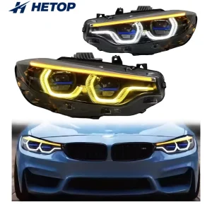 F32 Headlight Dual Color Auto Laser Style LED F33 F36 F80 F82 4 Series DRLs Yellow White Head Lights for BMW