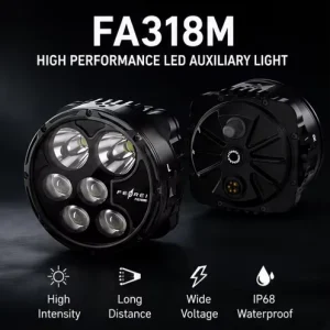 FA318M LED Motorcycle Auxiliary Light with 4 Lenses Dual Side Lighting Design Superior Heat Dissipation
