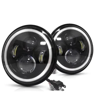FDN 7 Inch Round White LED Headlight Super Bright 30W Hi Low Beam Car Accessories Hi Low LED Headlamps