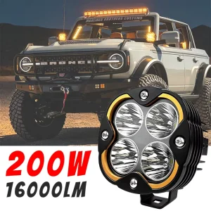 FLEX ERA 4 Style 5 Inch LED Off Road Pods 200W White Light with DRL for Jeep Bronco Tacoma Truck