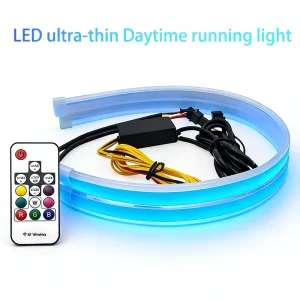 Factory Customization Car LED DRL Strip Colorful Chasing Flowing Water Crystal RGB Rainbow Daytime Running Light Waterproof