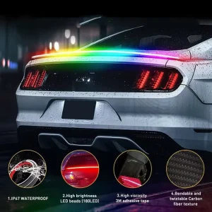 Factory Customization Universal Carbon Fiber Rear Wing Light Bar LED Multi function Running High Brake Light Rear Spoiler Rear