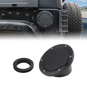 Factory Developed Aluminum Fuel Filler Cap Cover for Jeep Wrangler JK Black Customizable Off Road Exterior Accessory