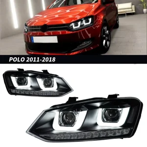 Factory Direct Sales 12V 55W LED High/Low Beam Headlight Assembly Modified Double U Double Lens Running Water Steering