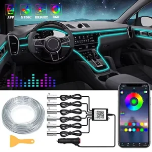 Factory Direct Sales 5 in 1 64 Colors Universal Car Atmosphere Lighting Kit Car Interior Ambient Lights