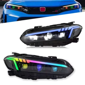 Factory Direct for for 11th Headlight Assembly Modification 12V LED Lens with RGB DRL & Dynamic Turn Signals 6000k