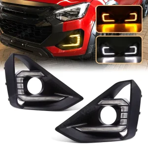 Factory Front Fog Light Cover LED DRL for Isuzu DMax Daytime Running Light Turn Signal Headlights 12V