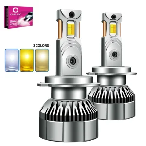Factory M7T 3 Color LED Headlight Bulbs Dual Copper Heat Tubes Pair Equipped With External Driver Vehicle Headlamp