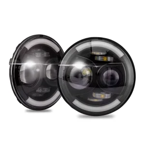 Factory OEM Headlights Assembly 40w Auto Projector Lens Hi lo Beam Led Headlights Bulb Haley Flashing Light Led Round Headlights