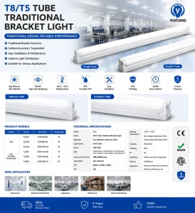 Factory Price T8 T5 18/36/54W 4FT 6000K Tube Traditional Bracket Light for Underground Garage