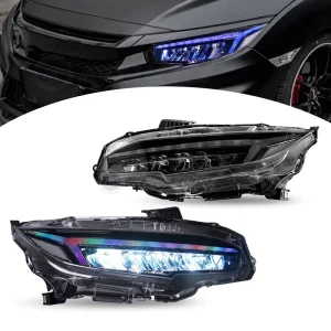 Factory RGB Car LED Front Lamps DRL Styling 6000k Start-Up Animation Headlights Assembly for Honda Civic