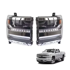 Factory Sale High Quality Clear ABS LED Headlights 12V 6000K Plug+Play for Chevrolet Silverado 1500 OE 84357696